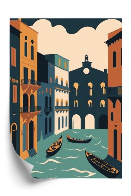 Plakat Canal Grande Z Gondolami W Wenecji Ilustracja