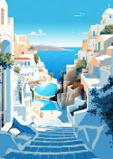 Plakat Charakterystyczna Grecka Architektura Santorini