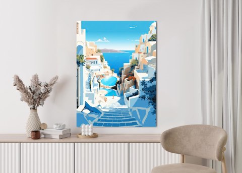Plakat Charakterystyczna Grecka Architektura Santorini