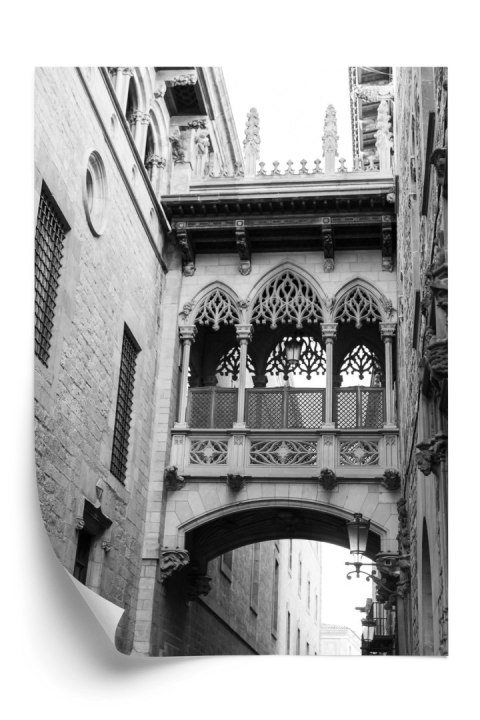 Plakat Czarno Biała Dzielnica Gotycka W Barcelonie