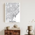 Plakat Czarno-Biała Mapa Barcelony