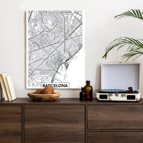 Plakat Czarno-Biała Mapa Barcelony