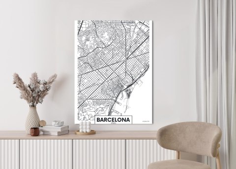 Plakat Czarno-Biała Mapa Barcelony