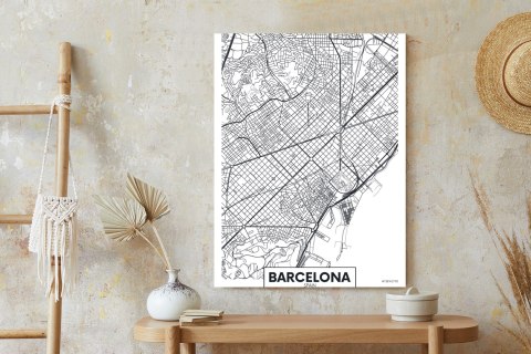 Plakat Czarno-Biała Mapa Barcelony