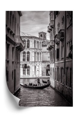 Plakat Czarno-Biała Uliczka Z Gondolą W Wenecji