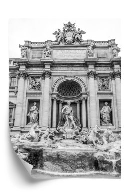 Plakat Fontanna Di Trevi W Rzymie Z Posągami W Czerni I Bieli