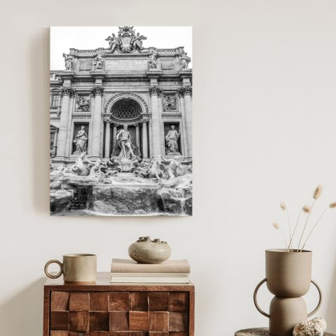 Plakat Fontanna Di Trevi W Rzymie Z Posągami W Czerni I Bieli
