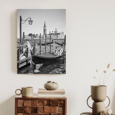 Plakat Gondola W Czarno Białej Wenecji