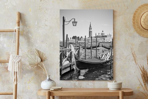 Plakat Gondola W Czarno Białej Wenecji