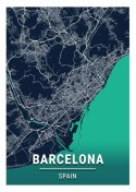 Plakat Granatowa Mapa Barcelony