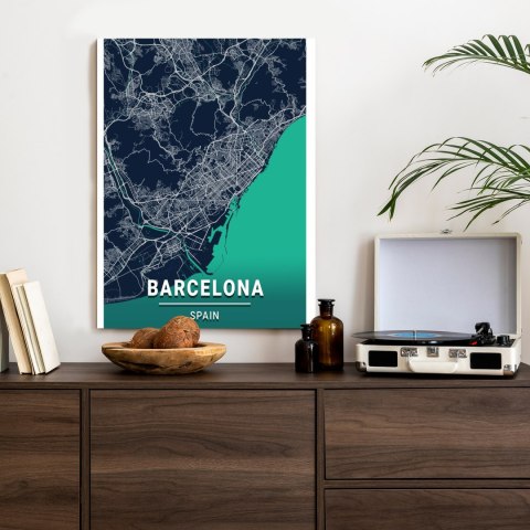Plakat Granatowa Mapa Barcelony
