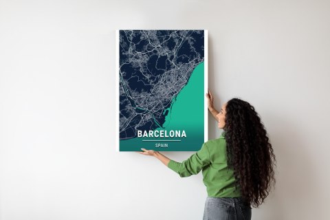 Plakat Granatowa Mapa Barcelony