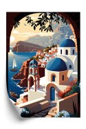 Plakat Ilustracja Greckiej Architektury Santorini