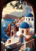 Plakat Ilustracja Greckiej Architektury Santorini