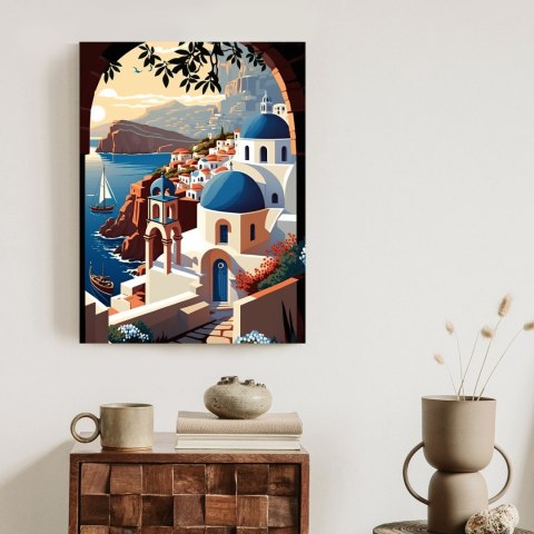 Plakat Ilustracja Greckiej Architektury Santorini