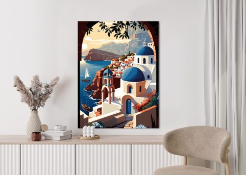 Plakat Ilustracja Greckiej Architektury Santorini
