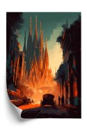 Plakat Kościół Sagrada Familia I Zachód Słońca