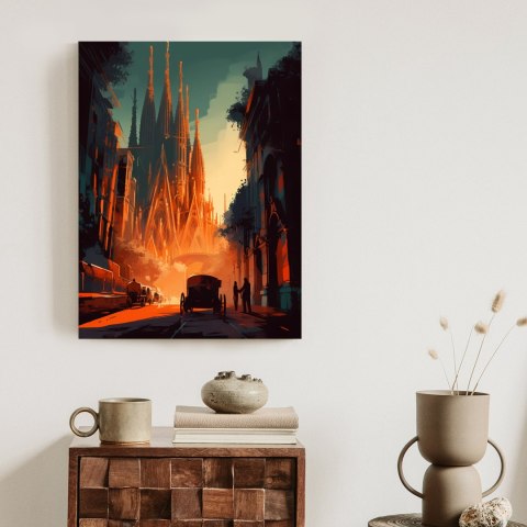 Plakat Kościół Sagrada Familia I Zachód Słońca