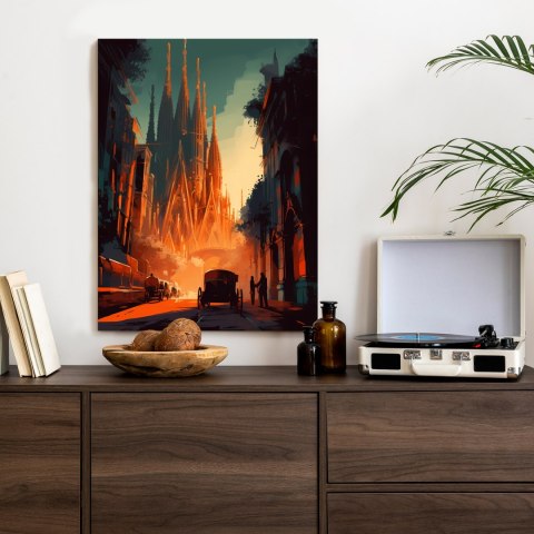 Plakat Kościół Sagrada Familia I Zachód Słońca