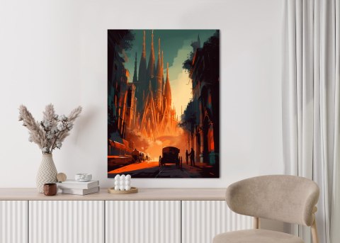 Plakat Kościół Sagrada Familia I Zachód Słońca