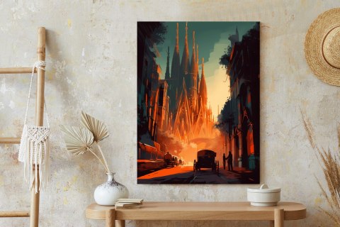 Plakat Kościół Sagrada Familia I Zachód Słońca