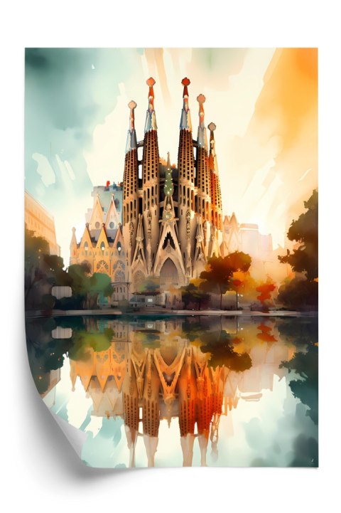 Plakat Kościół Sagrada Familia Malowany Akwarelą