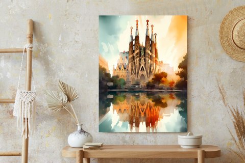 Plakat Kościół Sagrada Familia Malowany Akwarelą