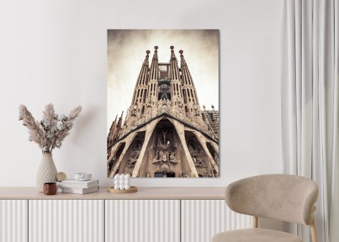 Plakat Kościół Sagrada Familia W Stylu Vintage