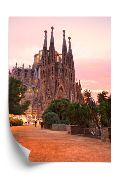 Plakat La Sagrada Familia Podczas Zachodu Słońca