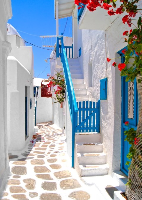 Plakat Malownicze Białe Greckie Ulice