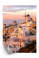 Plakat Malowniczke Miasteczko Oia O Zachodzie Słońca