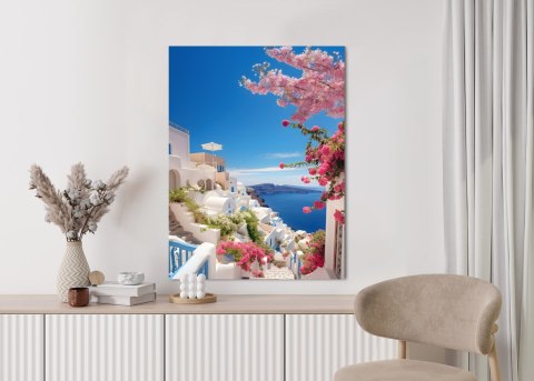 Plakat Malowniczy Widok Na Santorini Z Błękitnym Morzem