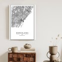 Plakat Mapa Miasta Barcelona W Czerni I Bieli