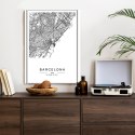 Plakat Mapa Miasta Barcelona W Czerni I Bieli