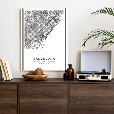 Plakat Mapa Miasta Barcelona W Czerni I Bieli