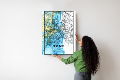 Plakat Mapa Rzymu Na Abstrakcyjnym Marmurowym Tle