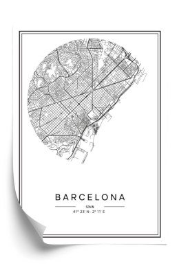 Plakat Minimalistyczna Mapa Miasta Barcelona