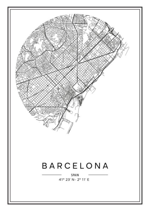Plakat Minimalistyczna Mapa Miasta Barcelona