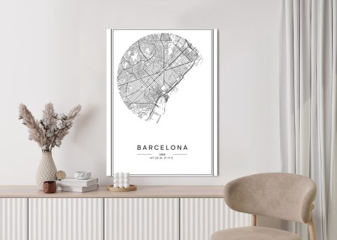 Plakat Minimalistyczna Mapa Miasta Barcelona