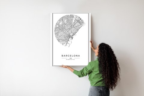 Plakat Minimalistyczna Mapa Miasta Barcelona