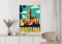 Plakat Napis Barcelona Z Sagrada Familia W Tle