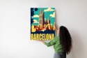 Plakat Napis Barcelona Z Sagrada Familia W Tle