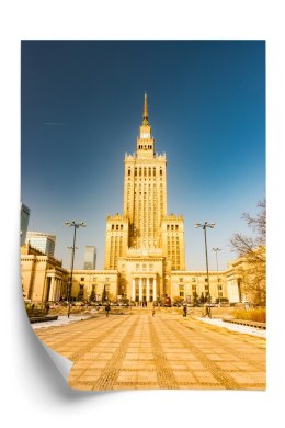 Plakat Pałac Kultury W Warszawie Na Tle Błękitnego Nieba