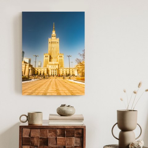 Plakat Pałac Kultury W Warszawie Na Tle Błękitnego Nieba