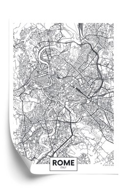 Plakat Rzym Czarno Biała Mapa Miasta