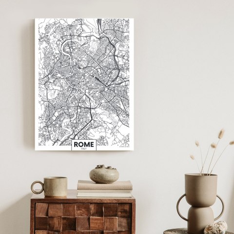 Plakat Rzym Czarno Biała Mapa Miasta