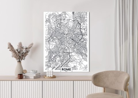 Plakat Rzym Czarno Biała Mapa Miasta