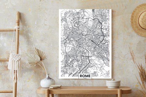 Plakat Rzym Czarno Biała Mapa Miasta