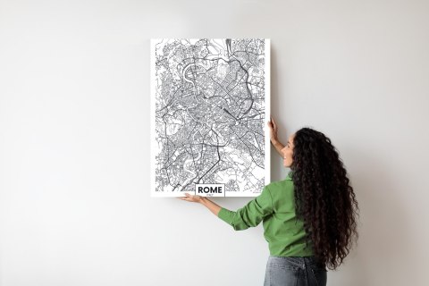 Plakat Rzym Czarno Biała Mapa Miasta