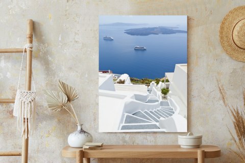 Plakat Santorini Z Malowniczym Widokiem Na Morze